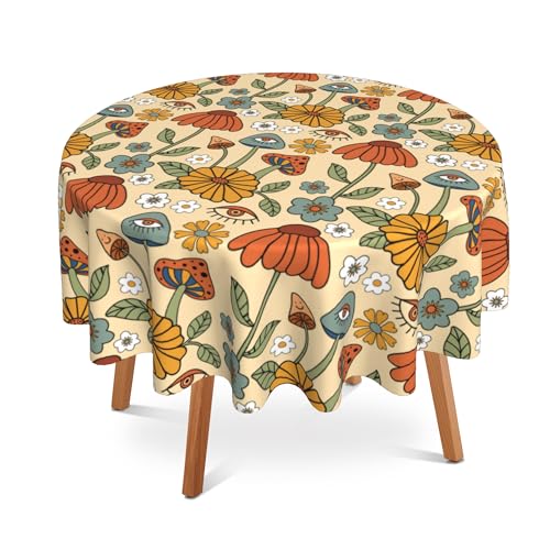 UIUPRO Runde Retro-Boho-Tischdecke, Motiv: niedliche Pilze... - Home & Kitchen Amazon Germany à 9.02€
