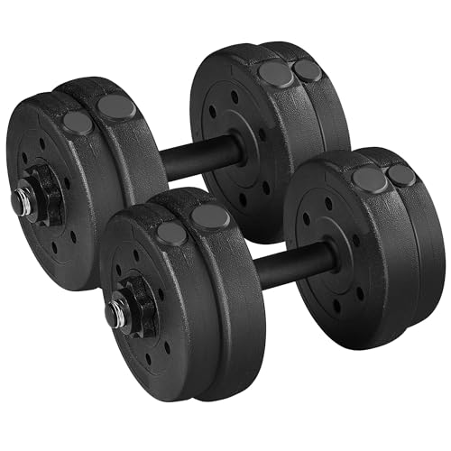 Yaheetech Adjustable Dumbbells 15KG Dumbbell Set Pair of 2... - Sports & Fitness en promo à 15.69€