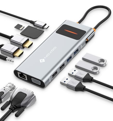 Docking Station USB C Triplo Display, NOVOO 12 in 1 Hub USB... - High-Tech & Électronique en promo à 45.04€