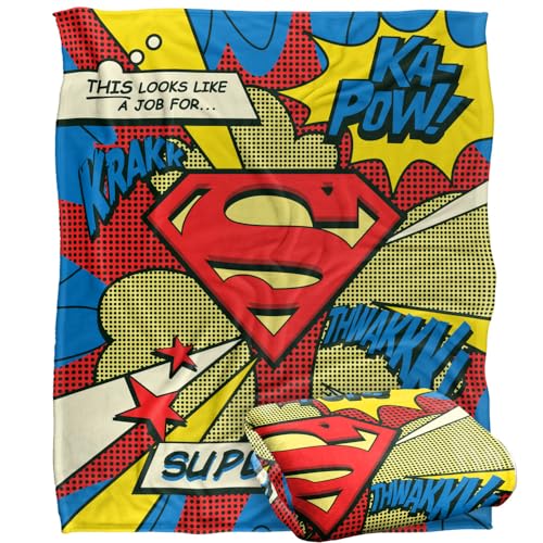 SUPERMAN Blanket, 152 x 127 cm Pop Art Blast Symbol Silky... - Maison & Cuisine Amazon Espagne à 14.67€