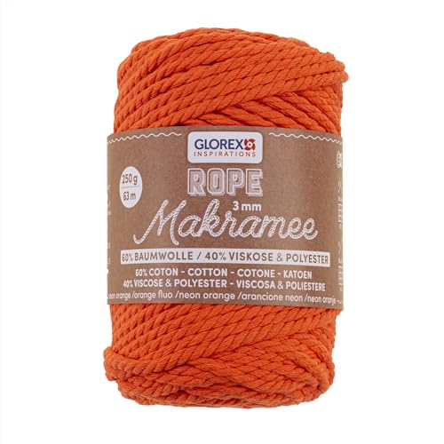 GLOREX 5 1007 35 - Makramee Rope 3 mm, 250 g, Neon Orange... - Maison & Cuisine Amazon Allemagne à 7.34€