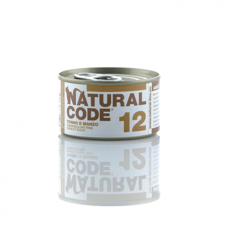 Natural Code Scatoletta Umido Gatto 85gr (N.12 TONNO MANZO) - Animalerie Amazon Italie à 1.39€