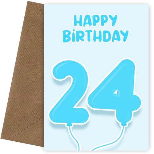 Hey Chimp 24th Birthday Card for Him - Blue Balloons for 24... - Sports & Fitness Amazon Royaume-Uni à 1.95€
