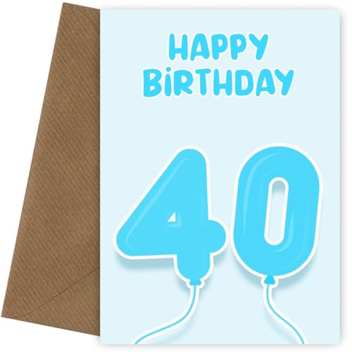 Hey Chimp 40th Birthday Card for Him - Blue Balloons for 40... - Sports & Fitness Amazon Royaume-Uni à 1.95€