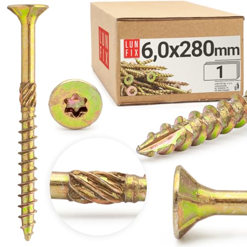 Vis à bois Torx 6,0 x 280 mm (1 Pièces), tête fraisée avec... - Bricolage & Outils en promo à 0.60€