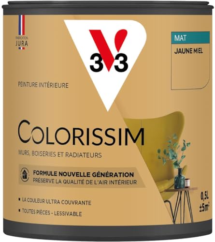 V33 Peinture multi-supports Colorissim® Jaune miel Mat 0,5L en promo à 18,90€ (-51%) sur Amazon FR