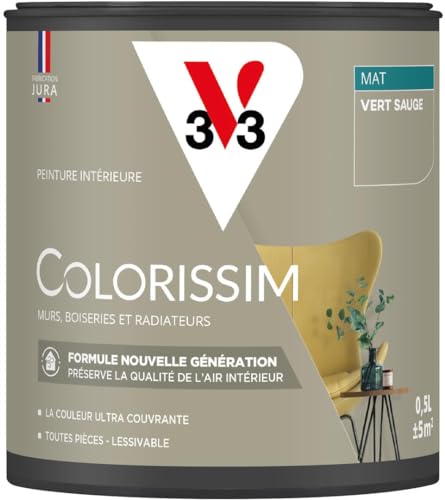 V33 Peinture multi-supports Colorissim® Vert sauge Mat 0,5L en promo à 18,90€ (-56%) sur Amazon FR