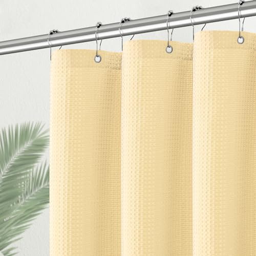 PANGSINNE Rideau de Douche en Tissu Beige texturé gaufré... - Home & Kitchen Amazon France à 10.80€