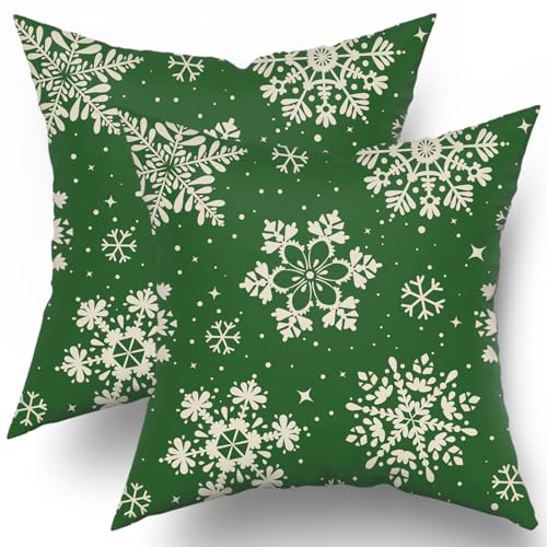 Green Christmas Pillow Covers 18x18 Set of 2 Xmas... - Maison & Cuisine Amazon Royaume-Uni à 1.00€