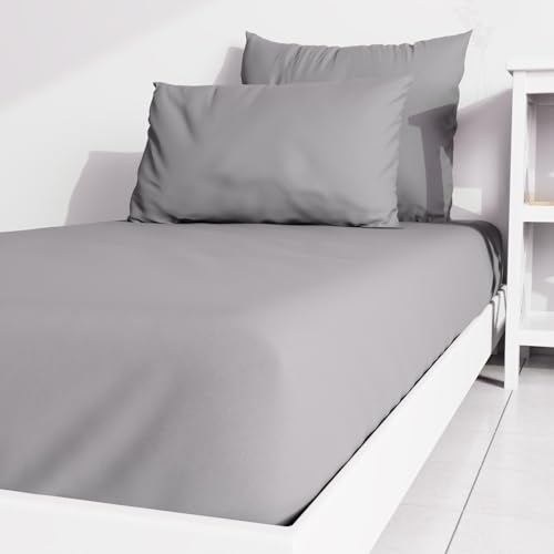 Atmosphère, ZZZ Plain Fitted Sheet 90 x 190 cm Grey - Home & Kitchen Amazon UK à 4.28€