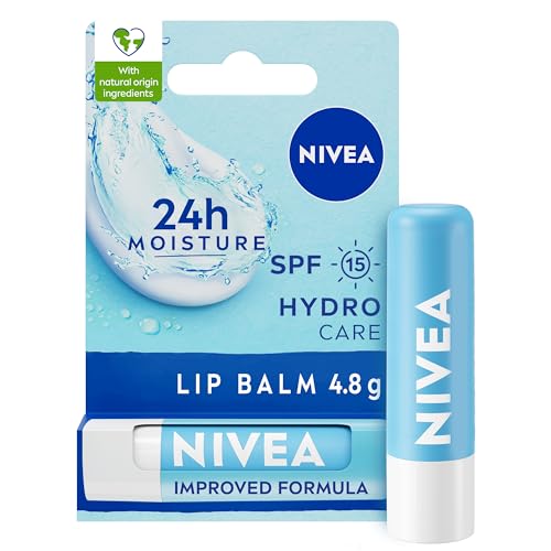 NIVEA Lip Balm Hydro Care with SPF 15 (4.8g), Hydrating Lip... - Auto & Moto Amazon Royaume-Uni à 1.00€