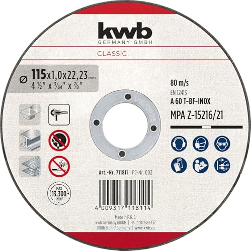 kwb Trennscheibe 115 mm x 1,0 mm (Extra dünn, Edelstahl und... - DIY & Tools Amazon Germany à 1.29€