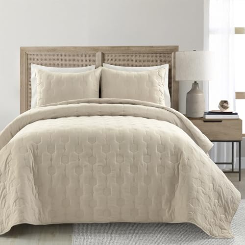 Lush Decor Hexagon Honeycomb Embroidered Textured Cotton 3... - Beauté & Parfums Amazon Royaume-Uni à 25.88€