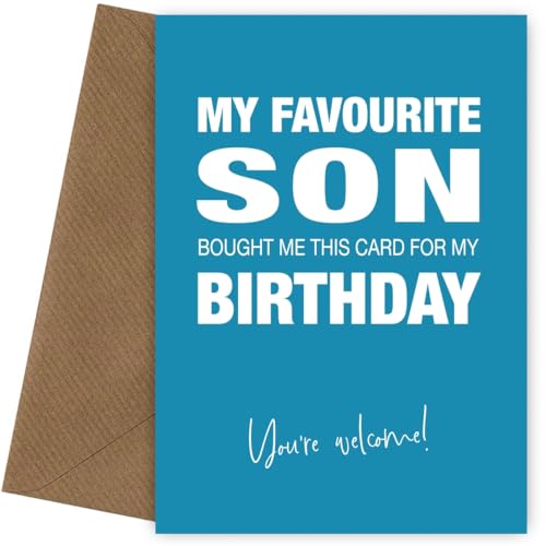 Funny Birthday Card for Dad or Mum from Favourite Son... - Auto & Moto Amazon Royaume-Uni à 1.95€