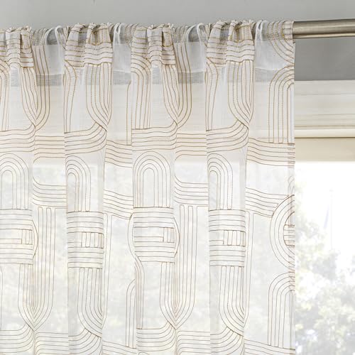 No. 918 Kaz Embroidered Retro Curves Sheer Rod Pocket... - Home & Kitchen Amazon UK à 6.97€