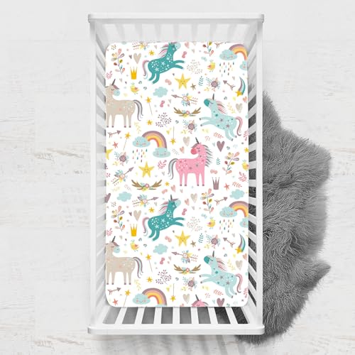 Odot Cot Bed Sheets, Unicorn Print Bedside Cribs Fitted... - Bébé & Puériculture Amazon Royaume-Uni à 2.69€