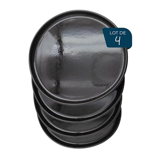 ESPRIT DE CUISINE - 4 runde Teller – Dunkelbraun... - Maison & Cuisine en promo à 26.12€