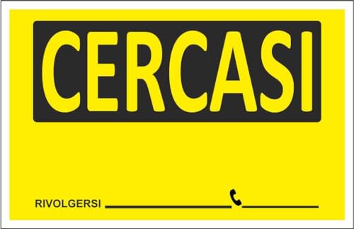 M-ITALY CARTELLO SEGNALETICO - cercasi - Adesivo Extra... - Fournitures Bureau en promo à 2.49€