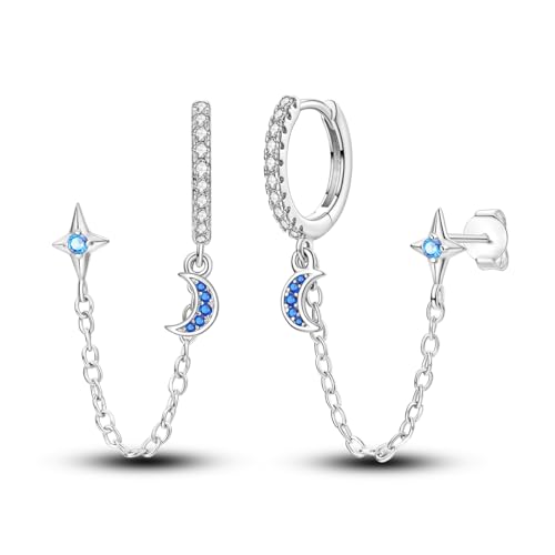 Hapour S925 Plata de Ley CZ Pendientes de aro Dangle&Drop... - Bijoux & Montres en promo à 5.99€