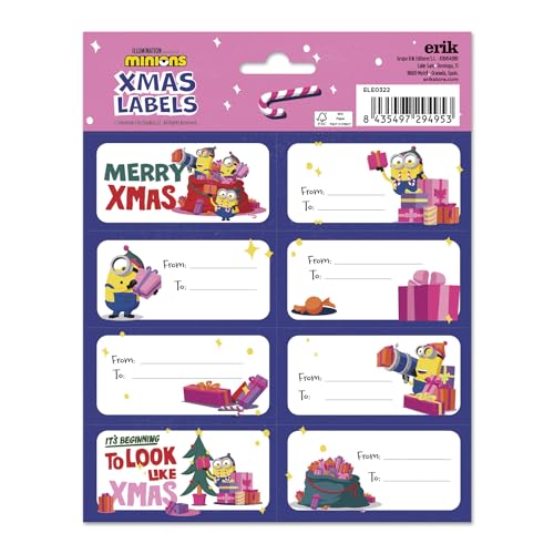 Grupo Erik - Étiquettes Cadeaux de Noël, Minions |... - Auto & Moto Amazon France à 1.95€