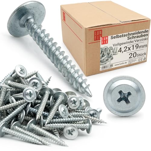 Lun Fix Tornillos autorroscantes de 4,2 x 19 mm, 20... - Bricolage & Outils Amazon Espagne à 1.59€