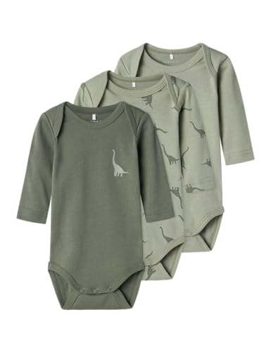 NAME IT NBMBODY 3P LS Green Dino Noos, Body à Manches...