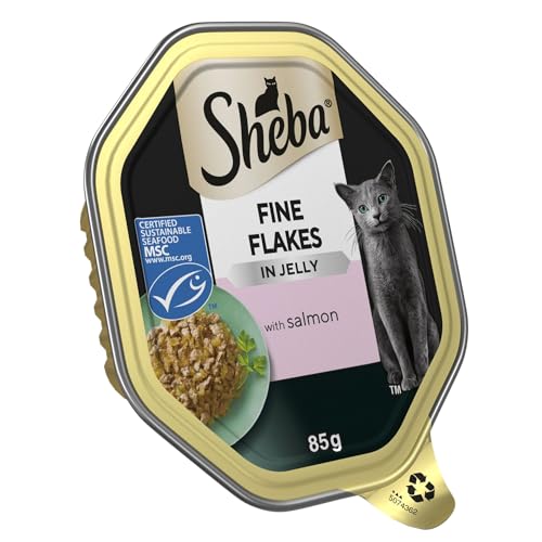 Sheba Fine Flakes Cat Tray with Salmon in Jelly 85g - Animalerie Amazon Royaume-Uni à 0.90€
