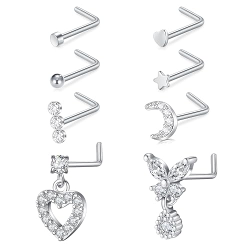 WillTen 8Pcs Piercing Nariz Forma L, 20G Piercing Nariz... - High-Tech & Électronique en promo à 5.99€
