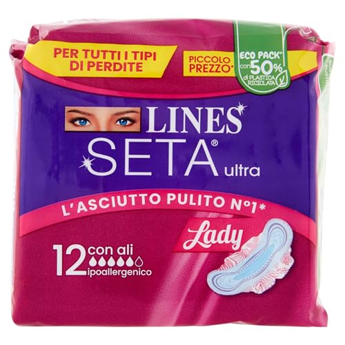 LINES SETA ULTRA LADY CON ALI 12 PZ ASSORBENTI - Santé & Bien-être Amazon Italie à 1.90€