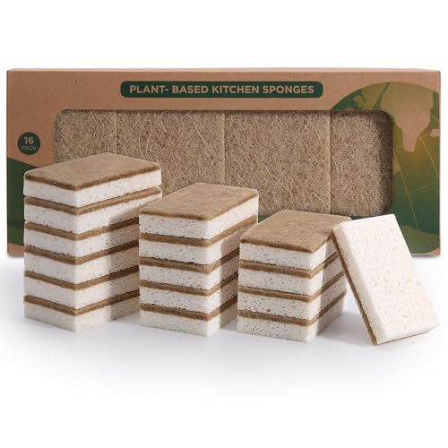 Natural Dish Sponges 16 Pack - Biodegradable Sponge Kitchen... - Maison & Cuisine Amazon Royaume-Uni à 2.01€