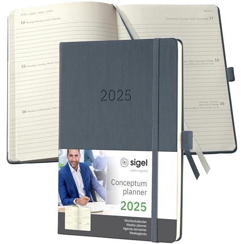 SIGEL C2566 Conceptum Agenda semanal 2025, aprox. A5, gris... - Amazon Espagne à 10.17€