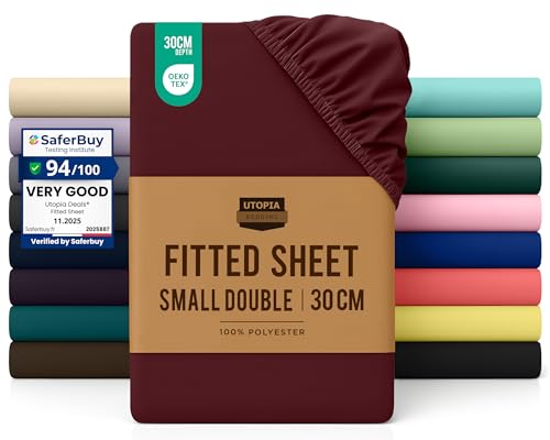 Utopia Bedding Fitted Sheet Small Double / 4ft, Burgundy... - Maison & Cuisine Amazon Royaume-Uni à 7.64€
