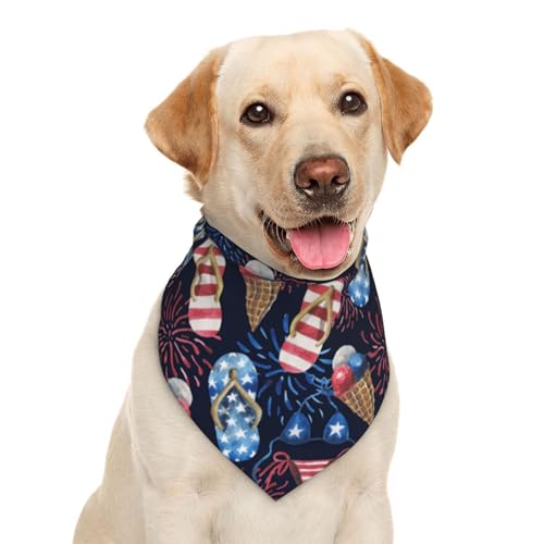 Beach Slippers Fireworks Ice Cream in A Cone USA Flag Dog... - Animalerie en promo à 0.50€