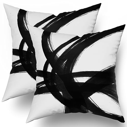 Black White Abstract Art Line Pillow Covers 18x18 Set of 2... - Maison & Cuisine Amazon Royaume-Uni à 1.00€