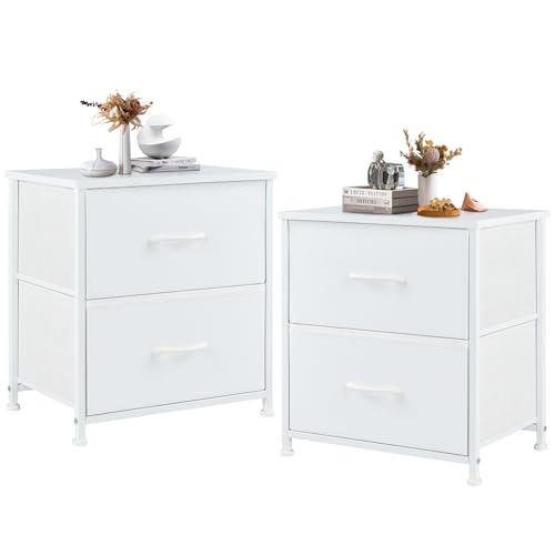 DUMOS Nightstand Small Dresser with 2 Fabric Drawers Side... - Maison & Cuisine Amazon Royaume-Uni à 32.38€