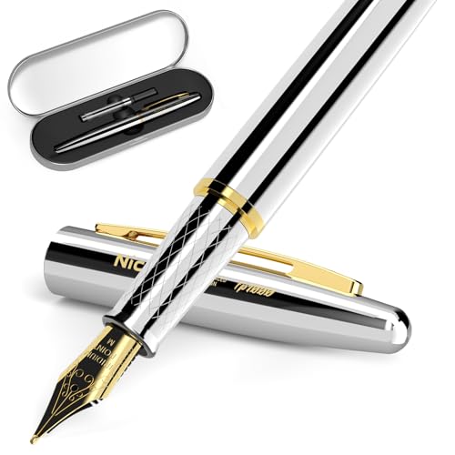 Nicpro stylo plume, stylos-plume argenté-or de luxe, plume... - Fournitures Bureau Amazon France à 13.99€