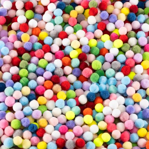 1100 pezzi mini pompon colorati, pompon colorati da 10 mm... - Jouets & Jeux en promo à 6.79€