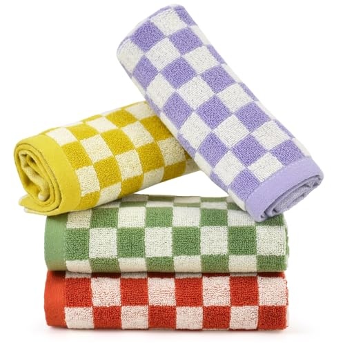 Lot de 4 Serviettes à Carreaux en Coton pour Le Visage et... - Maison & Cuisine Amazon France à 11.58€