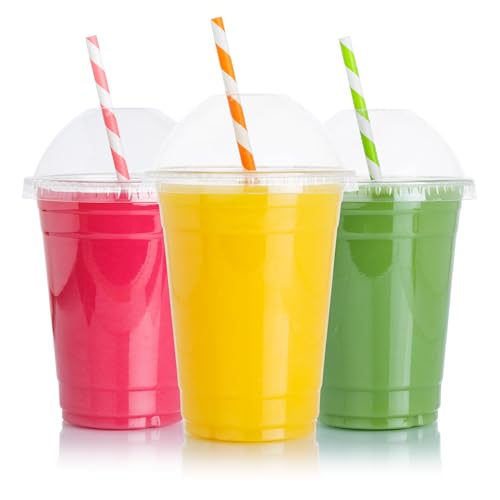 CHEF ROYALE 25 x 8oz Plastic Smoothie Cups with Dome Lids... - Fournitures Bureau en promo à 1.98€