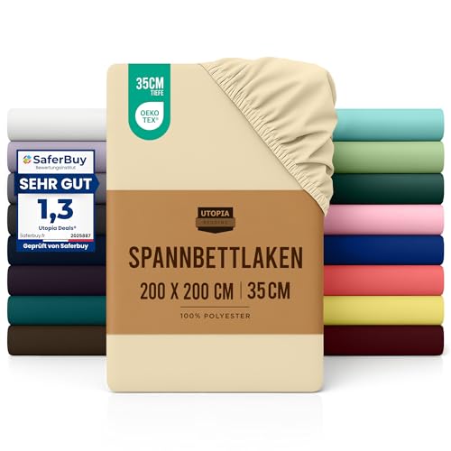 Utopia Bedding - Spannbettlaken 200x200cm - Beige... - Maison & Cuisine Amazon Allemagne à 11.30€