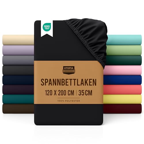 Utopia Bedding - Spannbettlaken 120x200cm - Schwarz... - Maison & Cuisine Amazon Allemagne à 8.42€