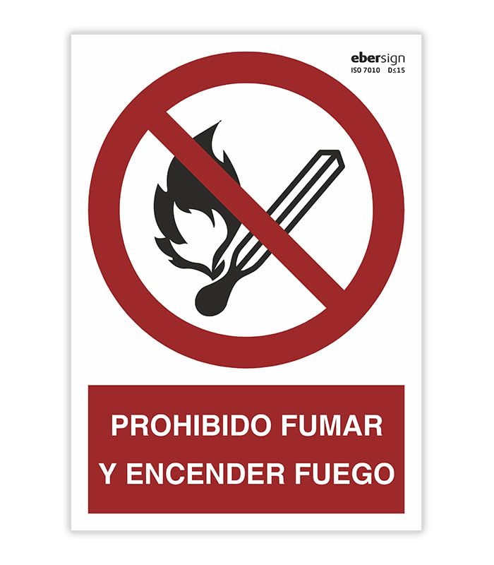 EberSign – Cartel Prohibido Fumar y Encender Fuego | Señal... - Auto & Moto Amazon Espagne à 2.18€