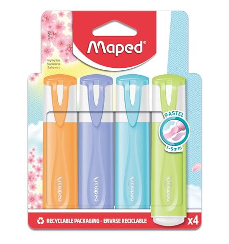 Maped - 4 Surligneurs Pastel - Pointe Biseautée... - Jouets & Jeux Amazon France à 2.42€