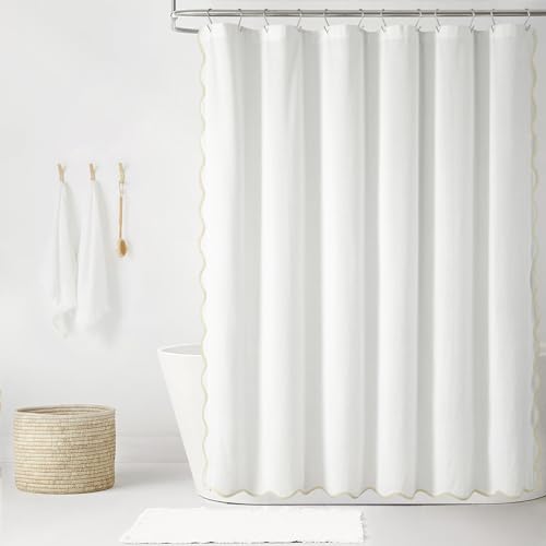 Lush Decor Coastal Chic Scallop Edge Linen Textured Shower... - Nouvelle promo Amazon à 21.14€