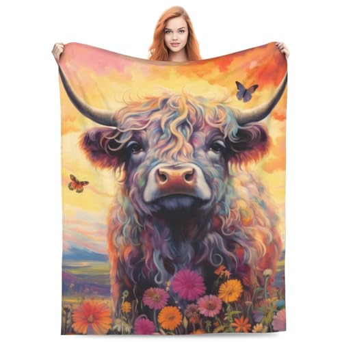 Highland Cow Cozy Fuzzy Soft Lightweight Plush Fleece Throw... - Maison & Cuisine Amazon Royaume-Uni à 3.00€