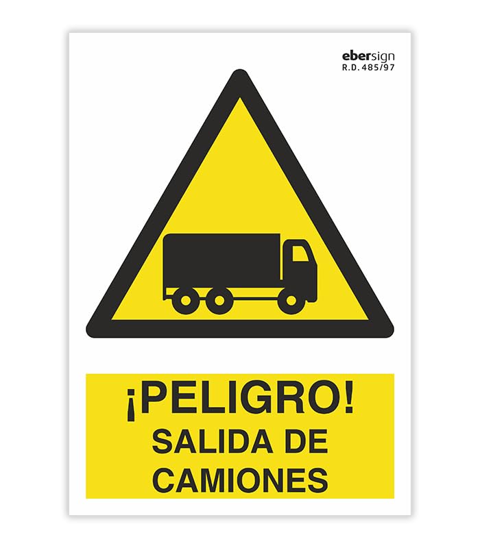 EBER SIGN - Señal de Advertencia Peligro Salida de Camiones... - Fournitures Bureau Amazon Espagne à 2.18€