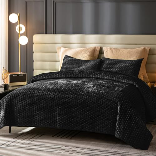 Rosecret Black Velvet Quilt Twin Size Set,Lightweight... - Home & Kitchen Amazon Spain à 34.98€