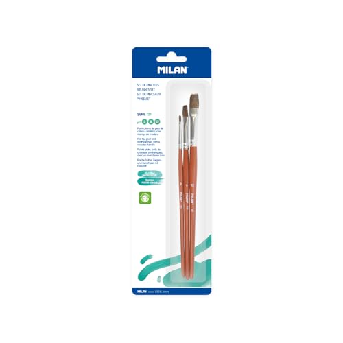 MILAN® Blister de 3 pinceaux Plats série 121 n° 2, 8 et 12 - DIY & Tools Amazon France à 5.87€