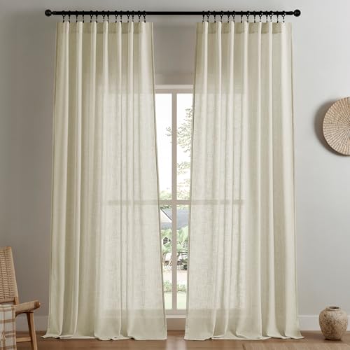 Joydeco Linen Curtains 96 Inches Long 2 Panel Sets,Light... - Maison & Cuisine Amazon Royaume-Uni à 17.55€