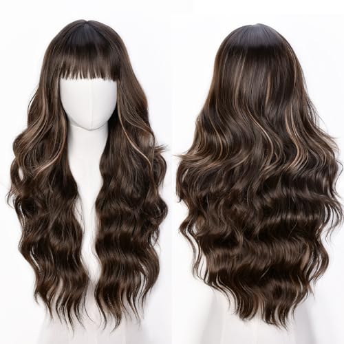 CoCrowns Perruque avec frange - Longue perruque ondulée et... en promo à 10,51€ (-50%) sur Amazon FR